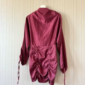 4SI3NNA Burgundy Long Sleeve Ruched “Jolene Dress”